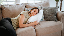 Load image into Gallery viewer, woman sleeping travel pillow
