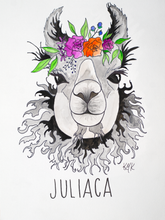 Load image into Gallery viewer, watercolor alpaca beautiful alpaca colorful alpaca alpaca art
